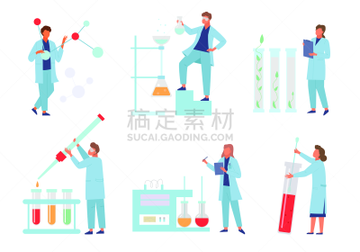 矢量,植物,科学,科学家,实验室,彩色图片,接种疫苗,数字,平坦的,研究人员
