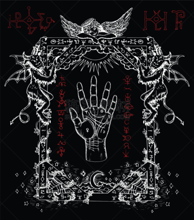 秘密,边框,幻想,动物,矢量,国境线,哥特式风格,标志,预测,复古