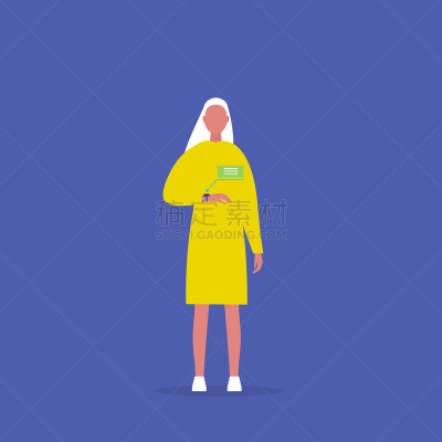 现代,女性,性格,矢量,绘画插图,青年人,平坦的,剪贴画,做