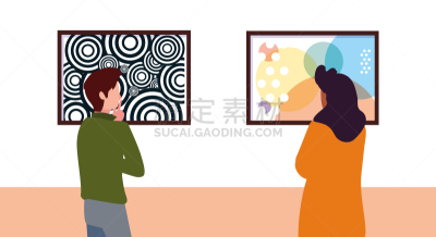伴侣,人,现代,画廊,事件,光学设备,女人,艺术品,相伴,站