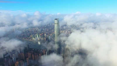 现代城市中心区现代建筑鸟瞰