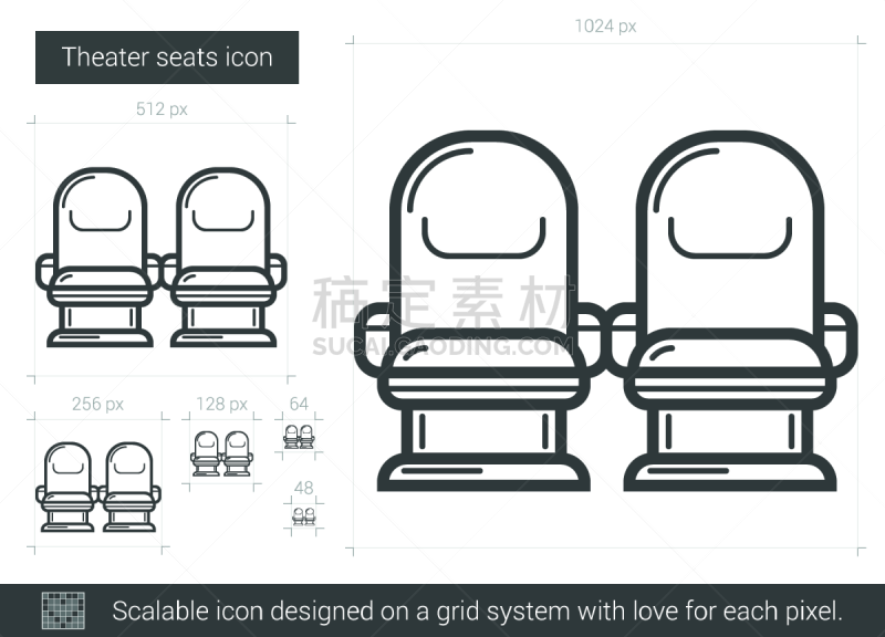 座位,剧院,线图标,分离着色,轮廓,矢量,影片,直的,图像,绘制