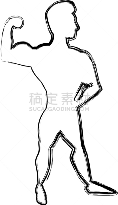 男人,白色,人,图像,力量,成年的,剪影,绘制