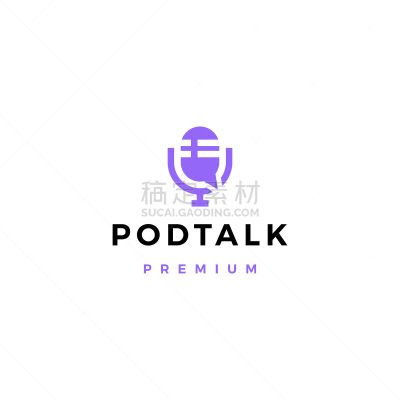 podcast mic talk chat bubble logo icon