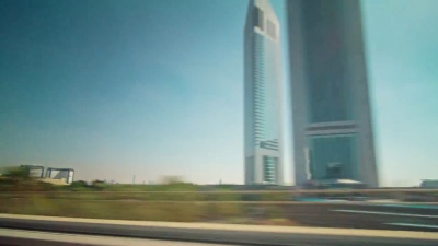迪拜市中心地铁乘车窗景 延时阿拉伯联合酋长国