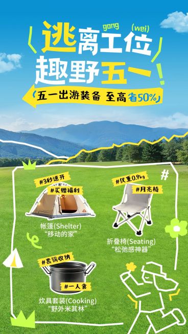 51五一劳动节节日营销旅游出行写实感手机海报预览效果