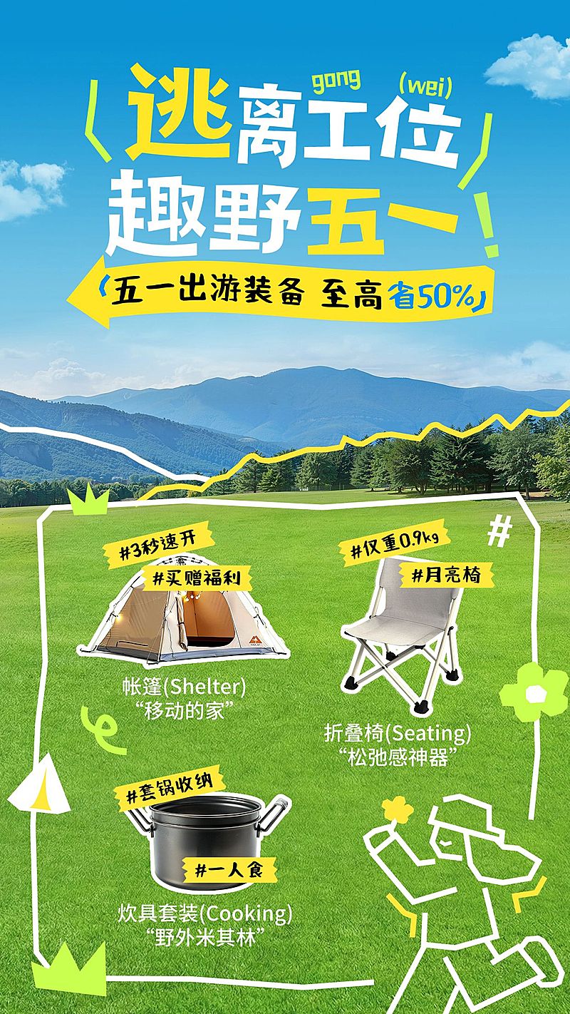 51五一劳动节节日营销旅游出行写实感手机海报