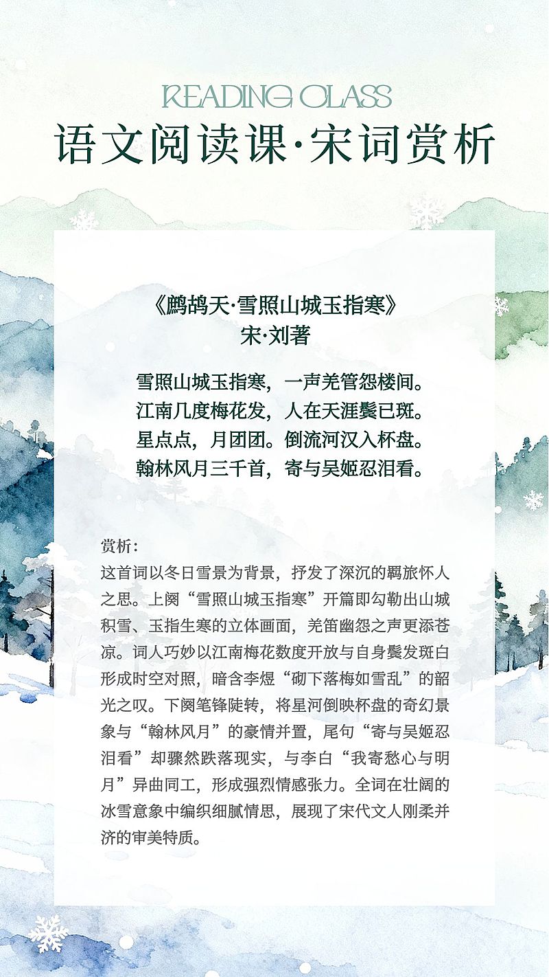 冬季背景唐诗宋词知识科普海报