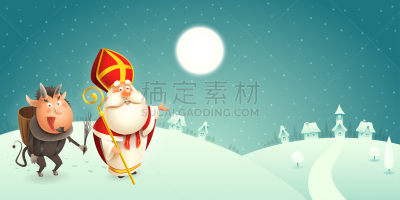 城镇,冬天,克朗普斯,青绿色背景,都市风光,公亩,贺卡,玩具,童年,主教