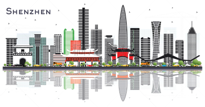 深圳,城市天际线,彩色图片,建筑外部,广东省,城市,旅途,商务,云