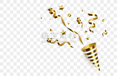 分离着色,黄金,五彩纸屑,快乐拉炮,礼物,三维图形,事件,周年纪念,问候
