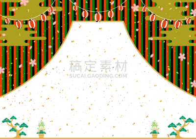 新年前夕,绘画插图,欧洲赤松,纸灯笼,日本灯笼,传统节日,富士山,松树,背景,日本