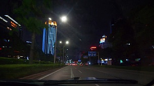 夜间珠海市道路出行pov乘客全景图 中国