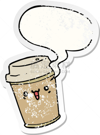 咖啡,对话气泡框,漫画,可爱的,古老的,杯,食品,图像,撕破的,演讲