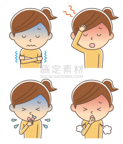 女孩,感冒病毒,症状,人,多样,垂直画幅,头痛,图像,组物体,儿童