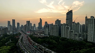 上海Timelapse的全景天际线