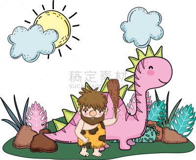 男穴居人,恐龙,地形,灵长目,动物,土人,面部表情,景象,人,愉悦