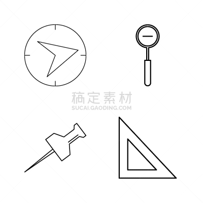 轮廓,直的,图标集,矢量,拉镜头,三角板,图钉,图像,标志,石洞壁画