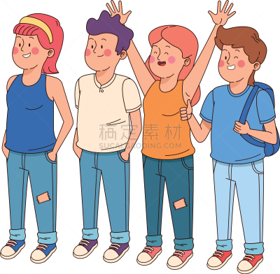青少年,友谊,人,男人,男孩,女孩,户外,夏天,微笑,问候