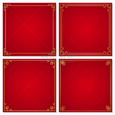 矢量,绘画插图,国境线,红色背景,装饰品,东方人,贺卡,边框,复古风格,瓷砖