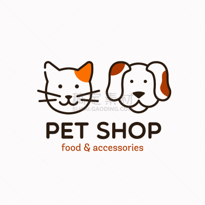 扁平化设计,可爱的,狗,矢量,兽医,绘画插图,猫,证章,宠物商店,门诊部