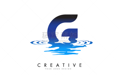 g letter logo design with water effect and deep