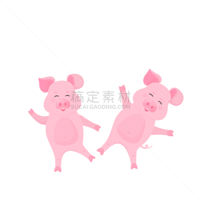 猪,动物,可爱的,幽默,卡通,农业,传统,春节,坐,站