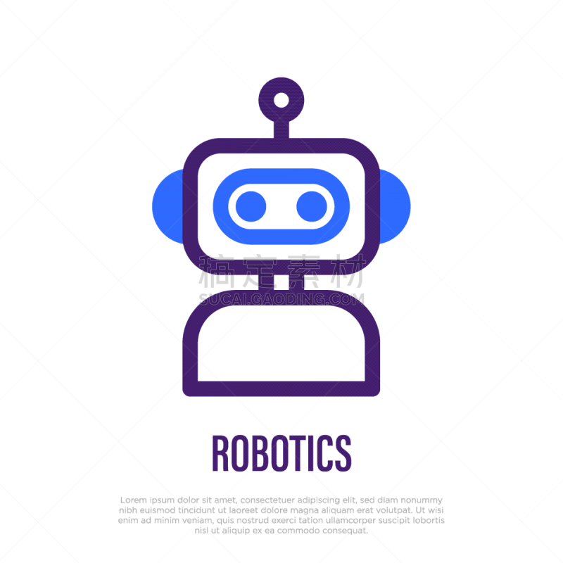 细的,品牌名称,绘画插图,电子人,自动的,矢量,网络空间,可爱的,线图标,机械手