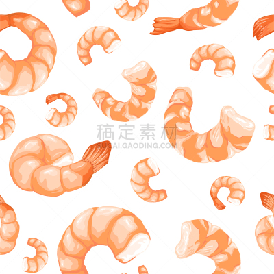 绘画插图,矢量,式样,虾,白色背景,菜单,清新,背景分离,食品,橙色