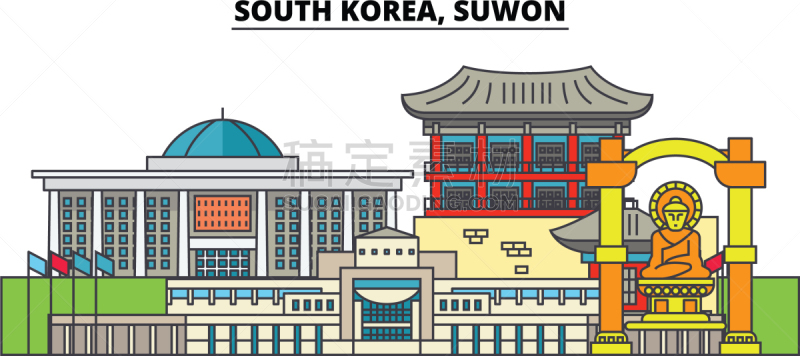 韩国,建筑,城市天际线,水原,名声,直的,广场,公园,建筑业,品牌名称