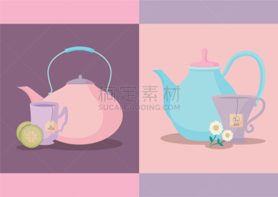 分离着色,茶壶,图标,茶杯,华丽的,传统,精神振作,厨房器具,陶瓷制品,布置