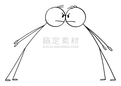 绘画插图,卡通,面对面,男商人,男人,不高兴的,矢量,数字2,商务,虚拟角色