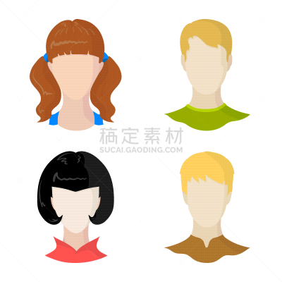 头像,人造模特,图标集,专业人员,肖像,女人,头发,发型,金色头发,设计