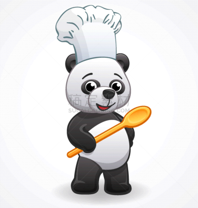 熊猫,动画片,可爱的,泰迪熊,食品,餐馆,主厨,烹调,站