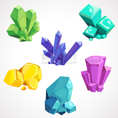 自然,水晶,卡通,商务,计算机,几何形状,自然美,石英,矿物质,布置