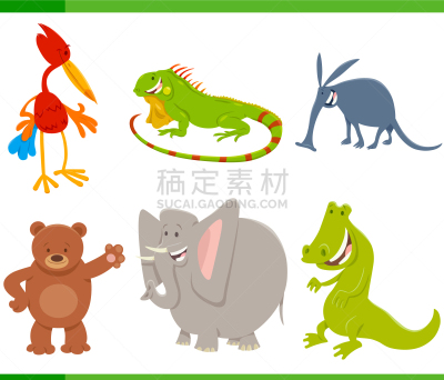 可爱的,动物,性格,卡通,野生动物,哺乳纲,象,鸟类,童话故事,熊