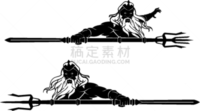 多样,海神波塞冬,绘画插图,希腊神像,数字2,老年男人,背景分离,中间部分,韧性,自然神力