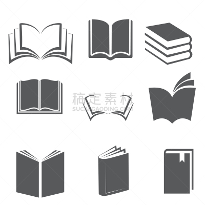 书,图标集,传媒,图书馆,书店,现代,电子阅读器,纸,分离着色,剪影