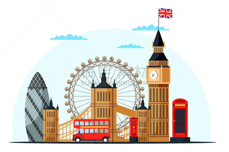 london cityscape flat color