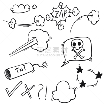 乱画,手,漫画书,天气,卡通,分离着色,高雅,白色背景,绘制,布置