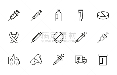 线条,计算机图标,极简构图,癌症,医疗用品,注射器,健康保健,护士,听诊器