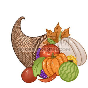 感恩节手绘写实食物插画-果蔬