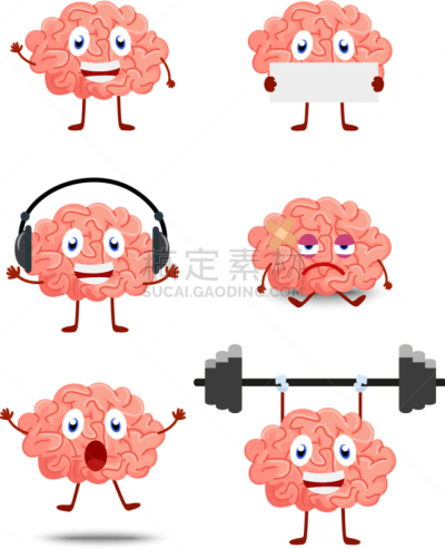 脑,可爱的,卡通,人,轮廓,粉色,头痛,性格,智慧,思考