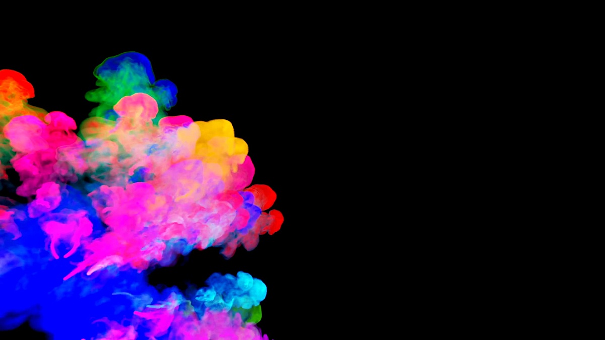 黑色背景下隔离的粉末爆炸。粒子的3D动画作为彩色背景或覆盖效果。像胡里节一样明亮的呈现彩虹色粉。31