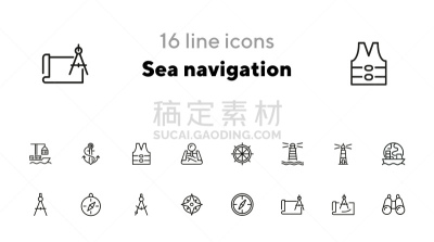 方向,图标集,海洋,线条,船,旅途,背景分离,环境,天气,乘船游
