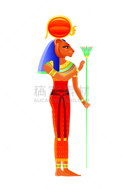 法老,狮子,雌狮,绘画插图,狮子女神赛克美特,远古的,矢量,神,恢复