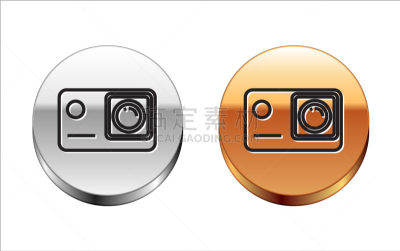 black line action extreme camera icon isolated on