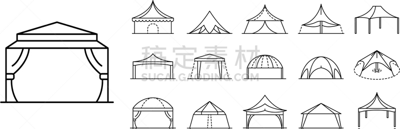 轮廓,图标集,天篷,高雅,凉棚,事件,计划书,马奇,多样,婚礼