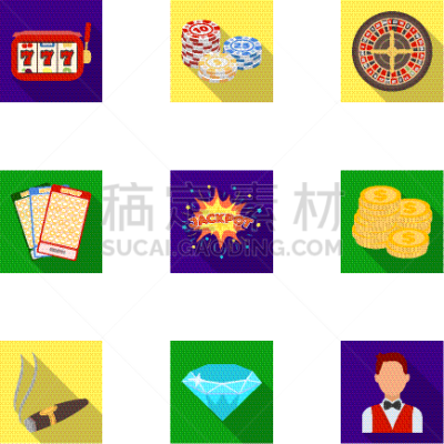 符号,游戏,赌场,分离着色,骰子,大口袋,轮盘赌,收集