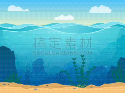 景象,水下,海洋,彩色背景,漫画,深的,壁纸,自然美,礁石,植物